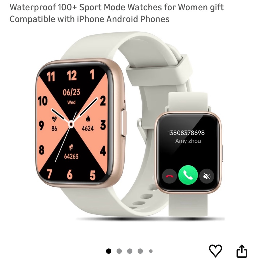 Smart watch for women or men. Compatible with Apple or Android
